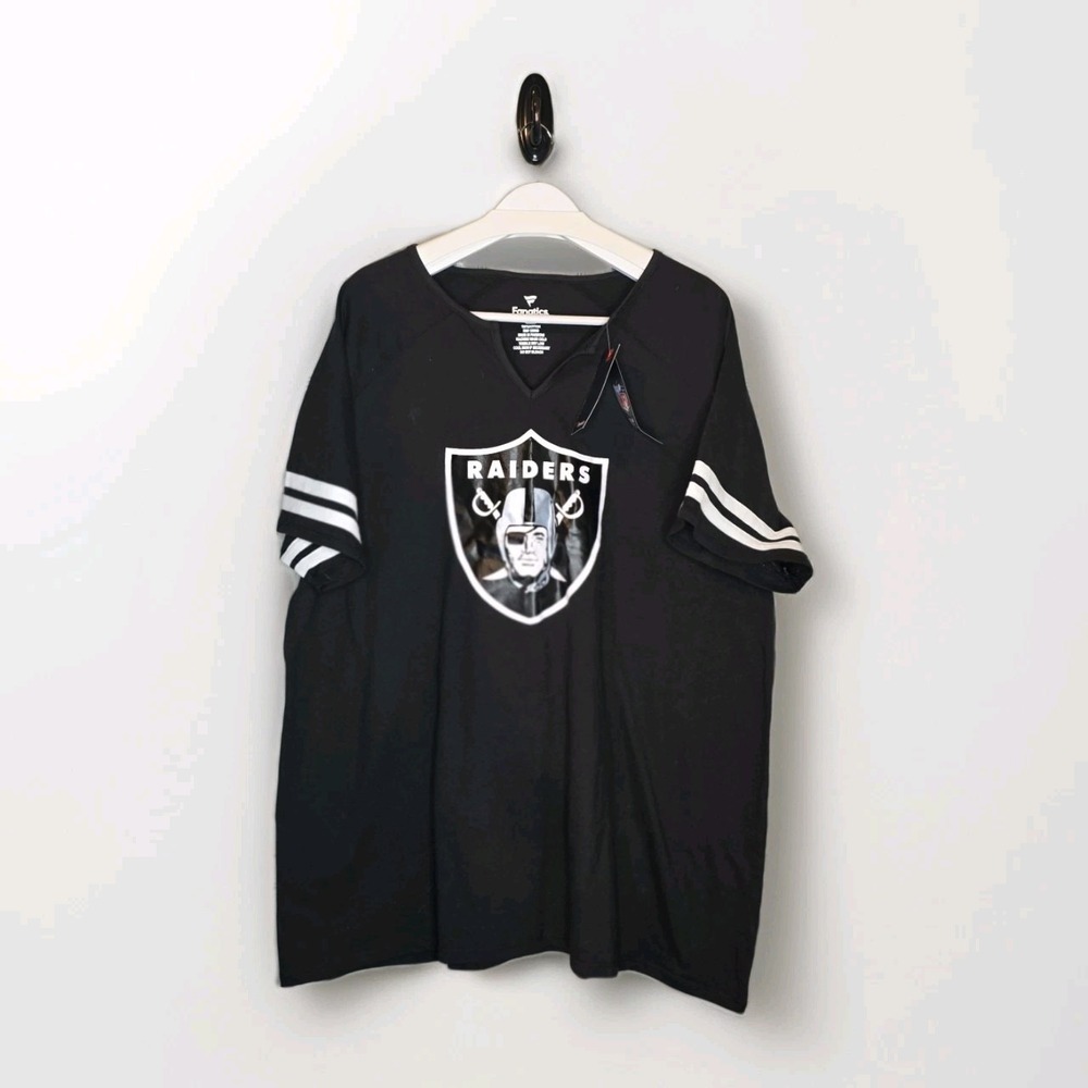 NWT Fabletics Raiders Women's Size 3XL Split Crew Neck Tee Black